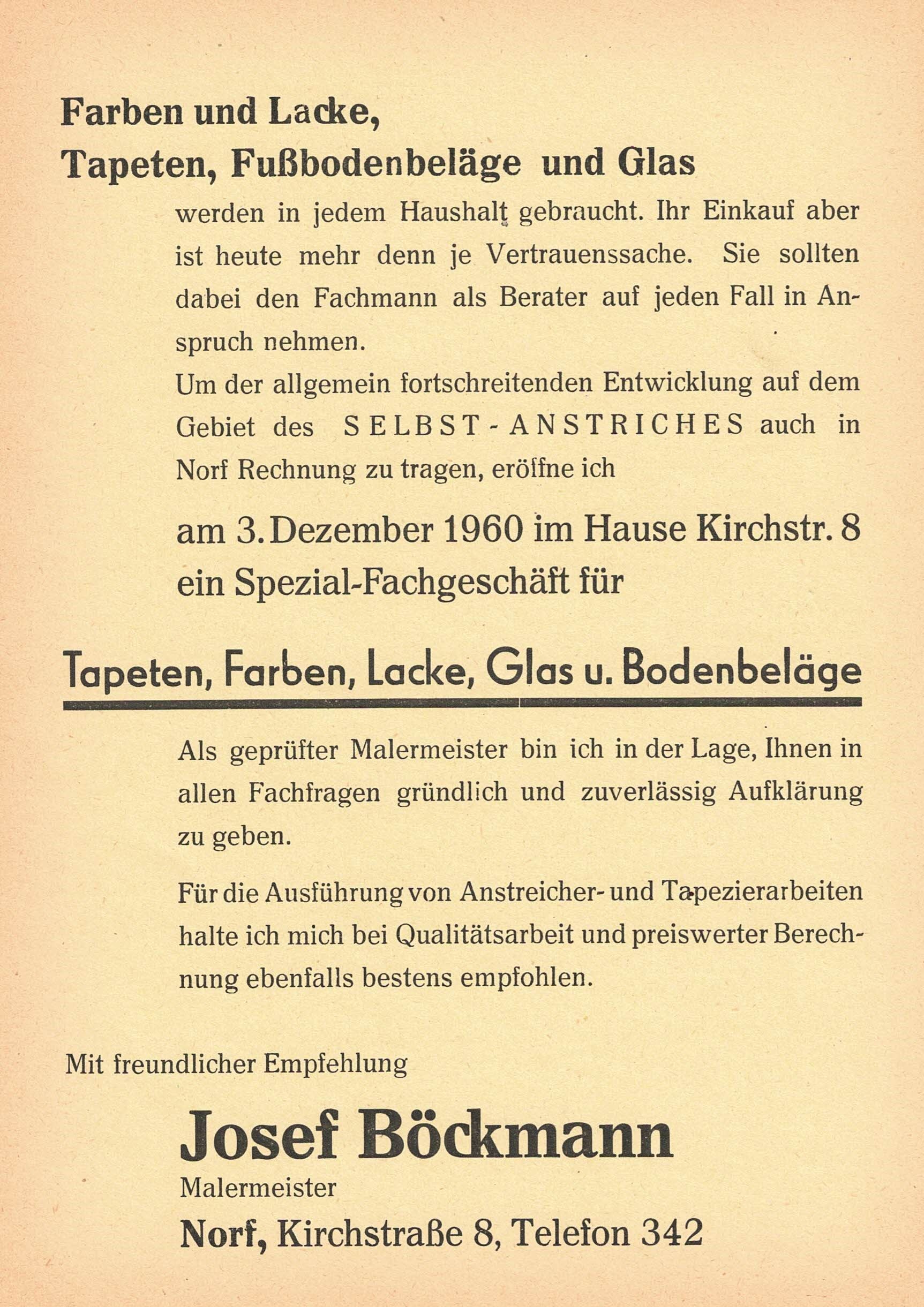 Fachgeschäfts für Innenausstattung Franz-Josef Böckmann