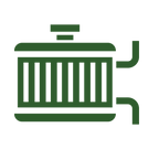 Un icono verde de un radiador con dos tubos que salen de él.