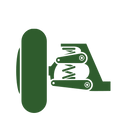 Un icono verde de un resorte sobre un fondo blanco.