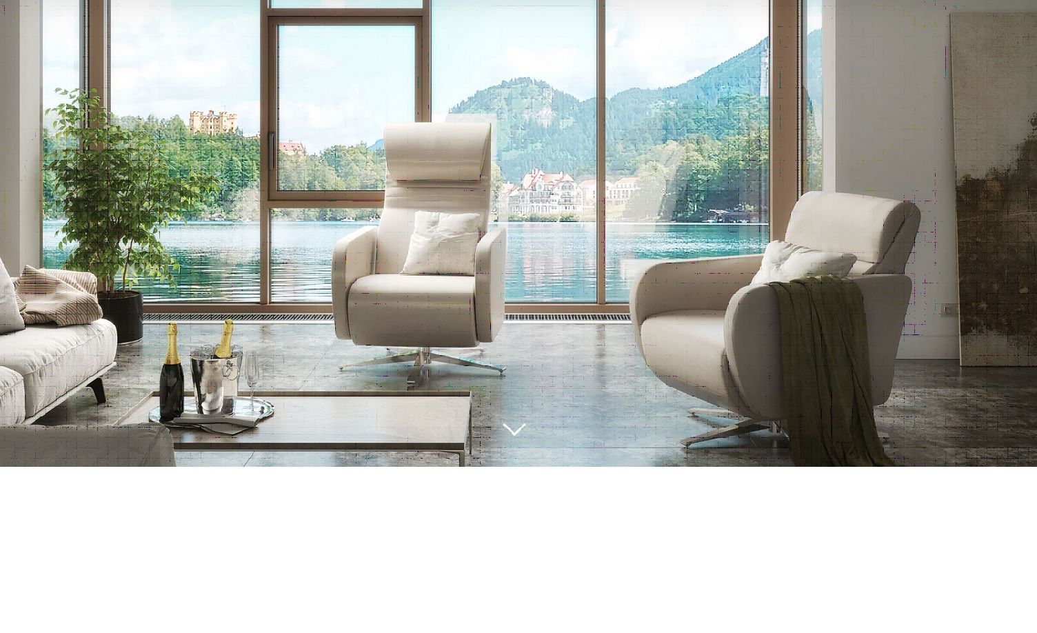 Moderner Relaxsessel Flux in hellem Leder