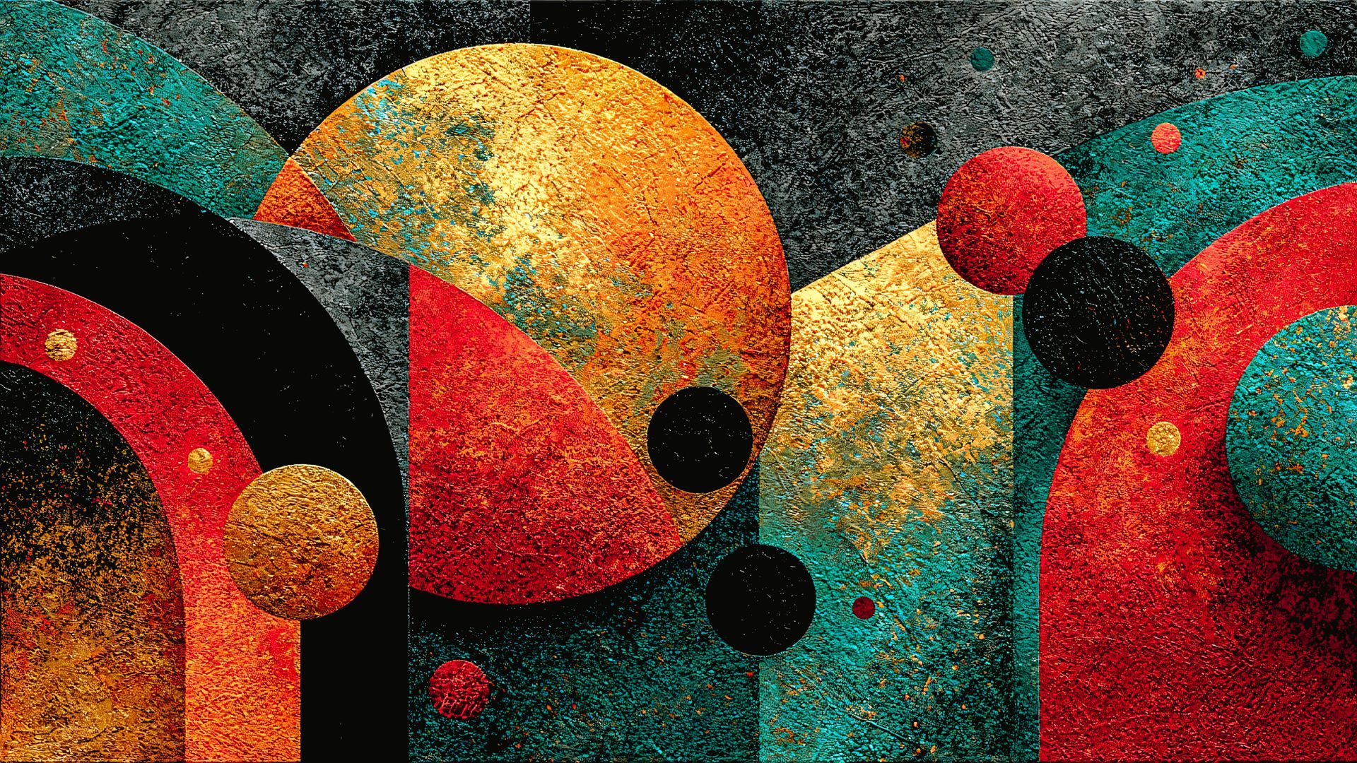 Eine Person mit hellem Hautton malt grüne Formen an eine Wand; andere violette Formen sind sichtbar.