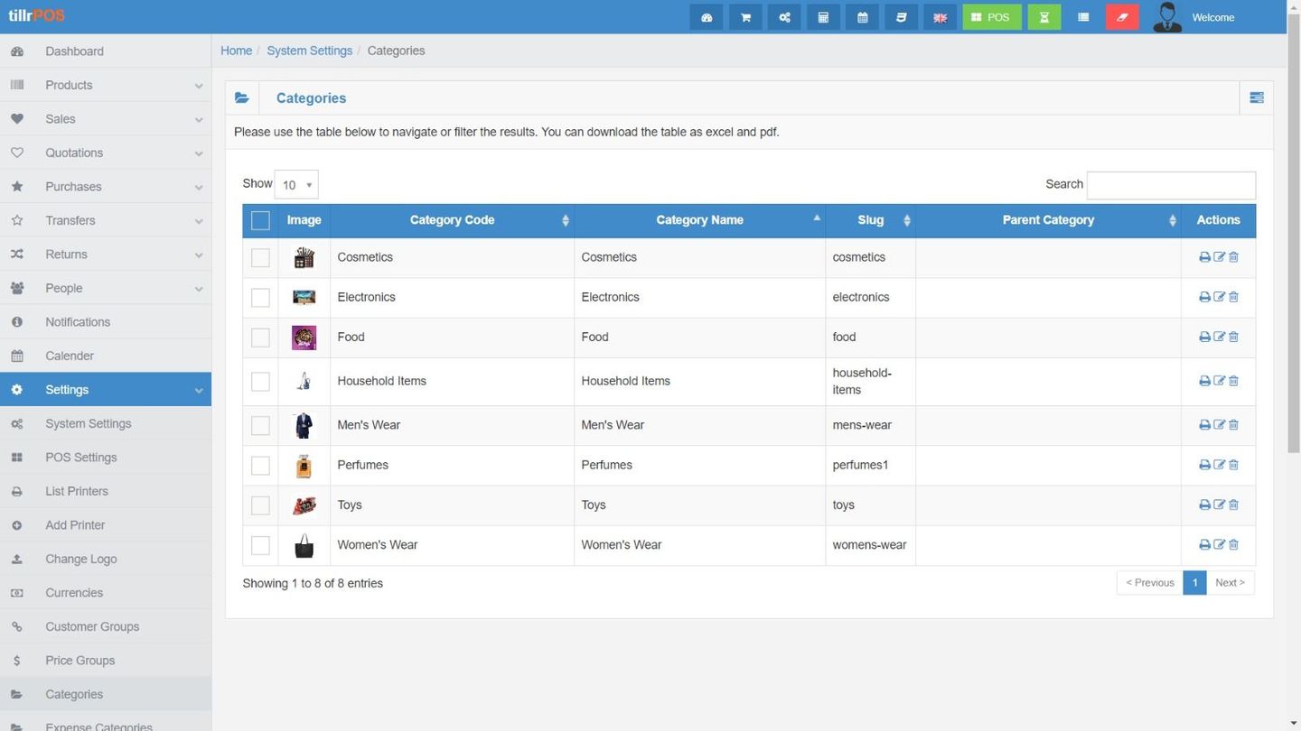 Categories - You can create categories & sub categories for your products.