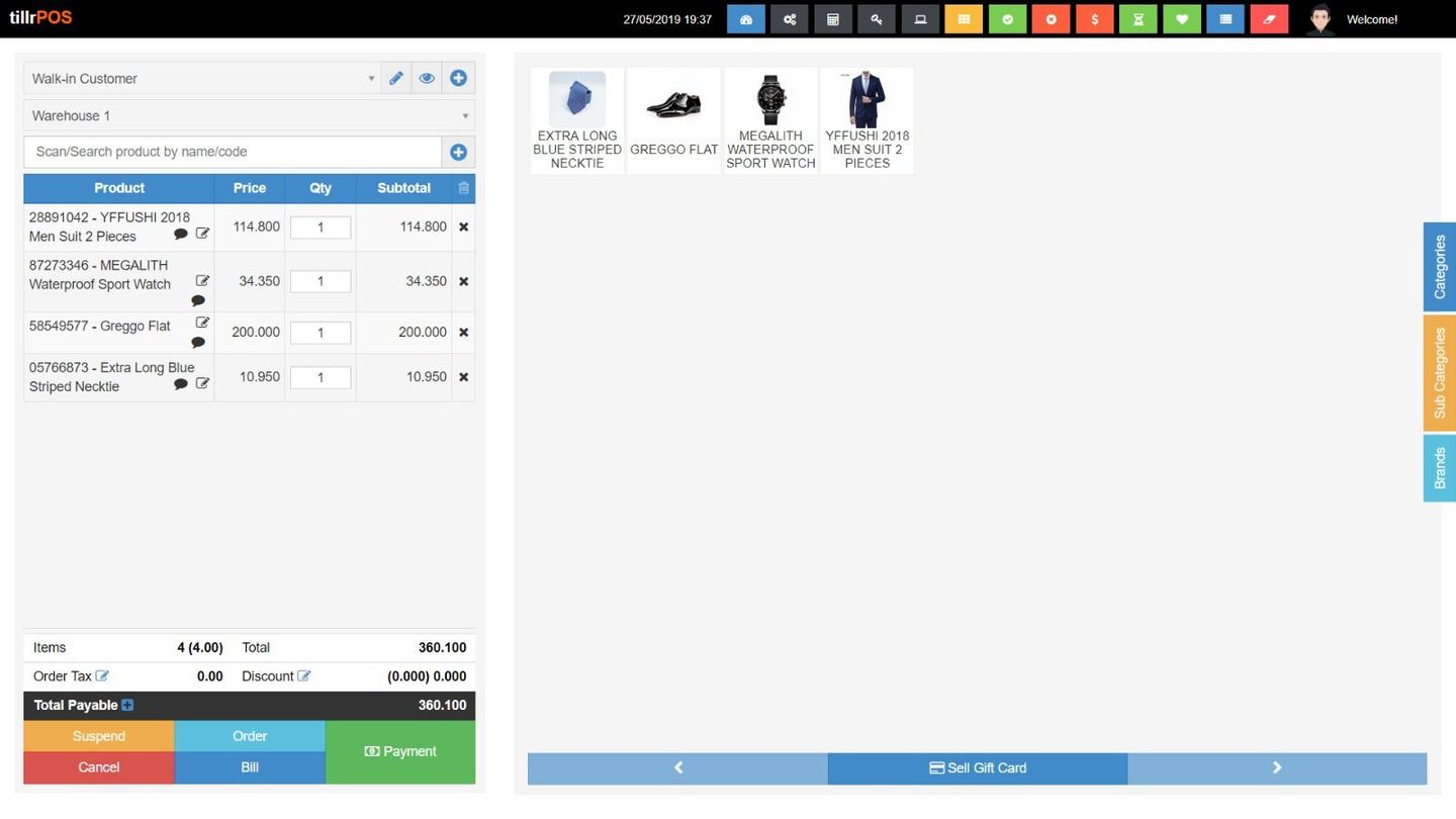 POS - The point of sale module has a simple user design, easy to use on touch screen devices & accep