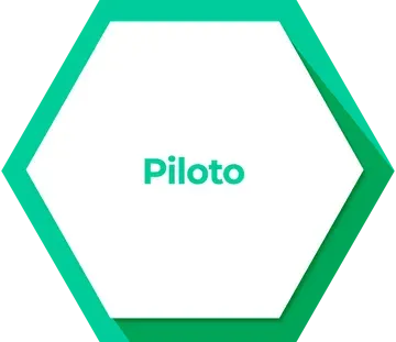 Un hexágono verde con la palabra piloto dentro de él.