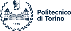 Un logotipo para el Politécnico de Turín con un castillo en el centro.