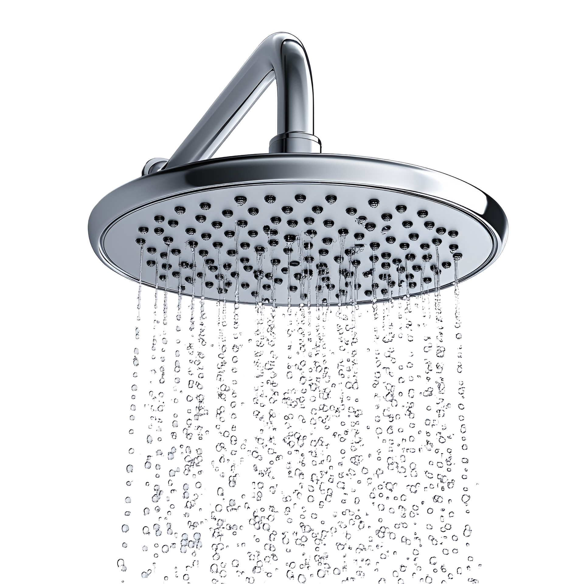 Pommeau de douche chromé effet pluie avec jet d'eau vers le bas