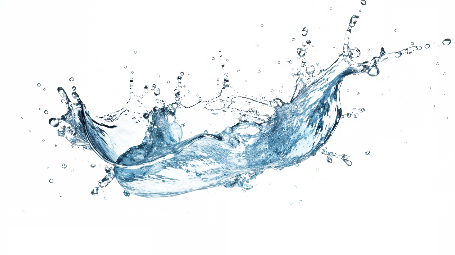 Éclaboussure d’eau bleue s’élançant sur un fond blanc.