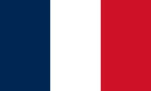 Bandiera francese: tricolore verticale blu, bianco e rosso.