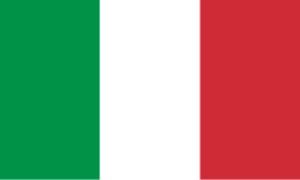 Bandiera dell'Italia: strisce verticali, verde, bianco e rosso.