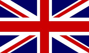 Bandiera Union Jack, sfondo blu con croci rosse e bianche.