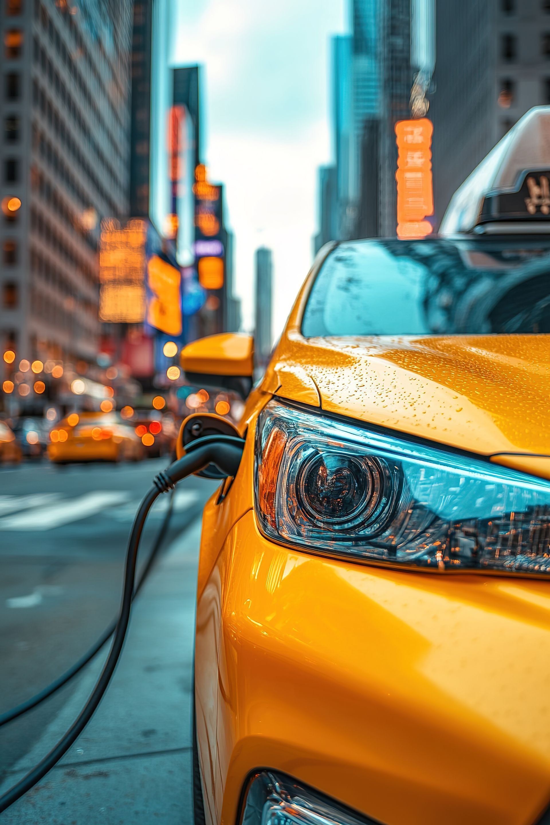 Une voiture jaune électrique