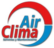 Un logotipo rojo y azul para servicios y mantenimiento de aire acondicionado.