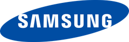Un logotipo de Samsung azul sobre un fondo blanco