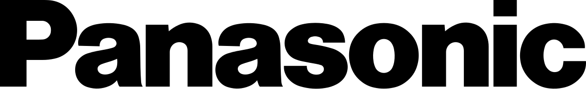 Un logotipo en blanco y negro de Panasonic sobre un fondo blanco.
