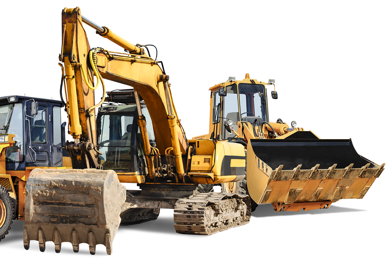 Des engins de  chantier de couleur jaune