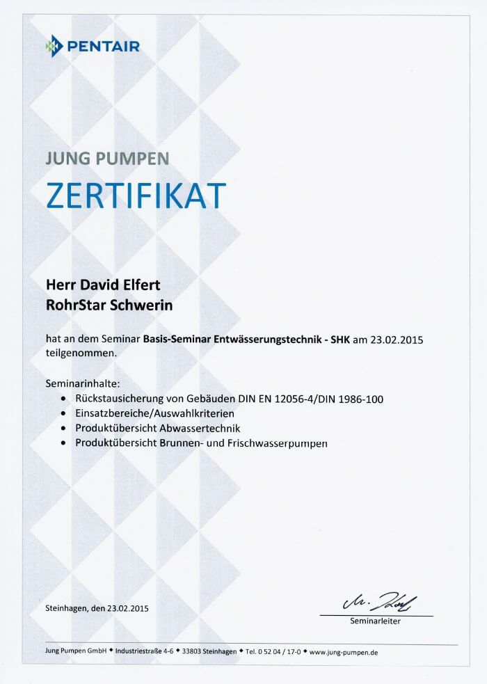 Zertifikat | ROHREXPERTEN IQ GmbH & Co. KG