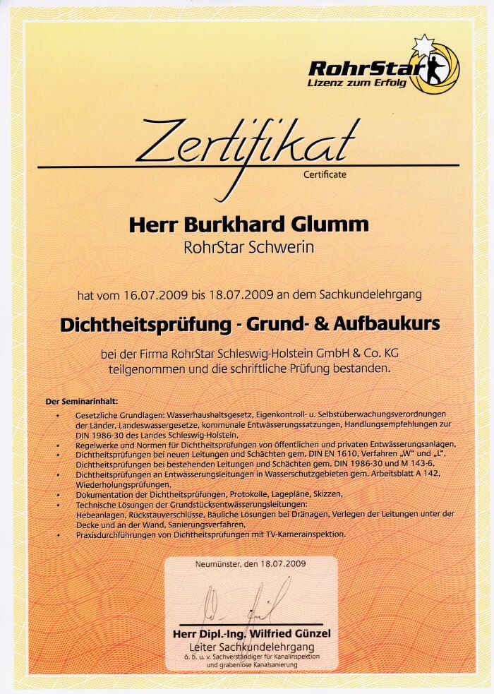 Zertifikat | ROHREXPERTEN IQ GmbH & Co. KG