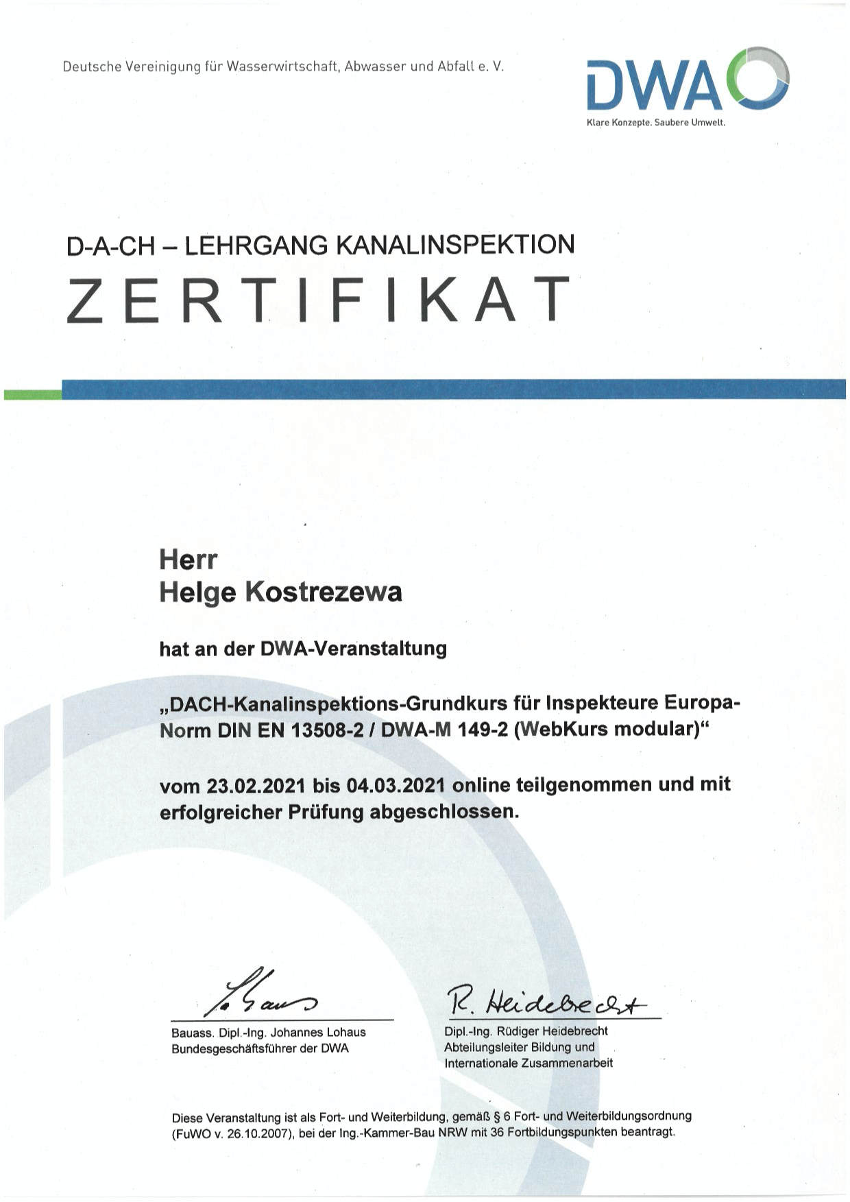 Zertifikat | ROHREXPERTEN IQ GmbH & Co. KG