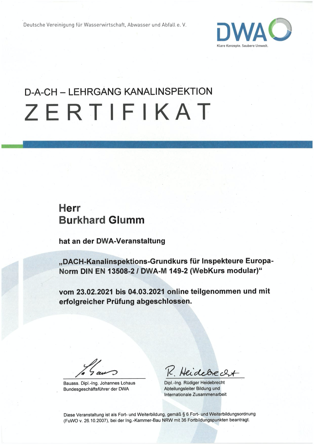 Zertifikat | ROHREXPERTEN IQ GmbH & Co. KG