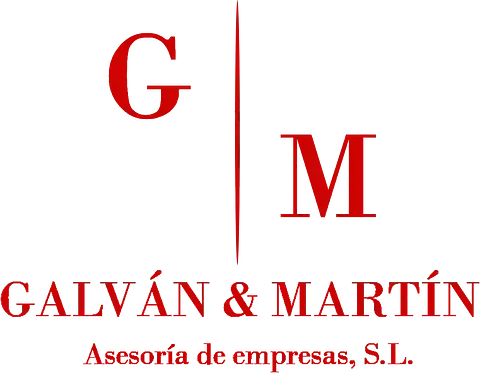 Red "GM" logo with "GALVÁN & MARTÍN" text below; "Asesoría de empresas, S.L." text at bottom.