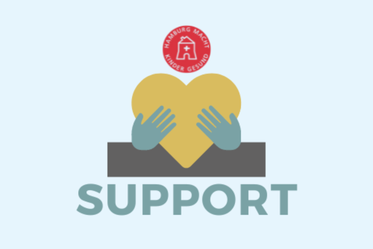 sylc. Apartmenthotel | Support | Hamburg macht Kinder gesund e.V. Ein Logo für eine Hilfsorganisation
