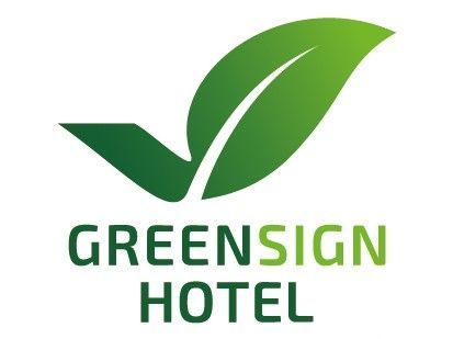GreenSign Hotel logo with a green leaf icon above the text