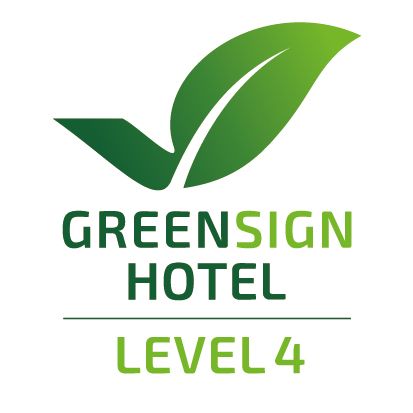 Ein grünes Zertifikat, welches Greensign Hotel schreibt.