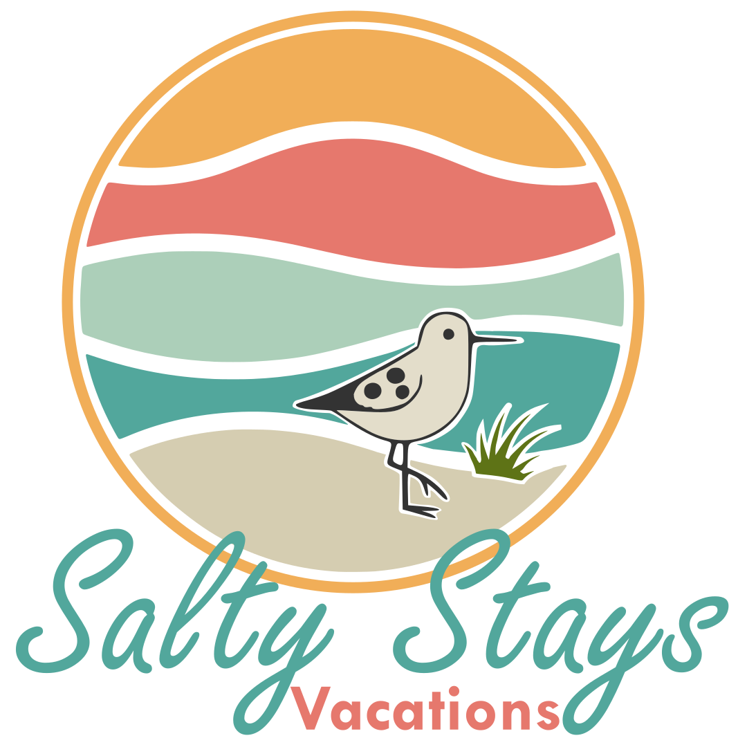 Logo: A bird on a beach with a sunset backdrop, and 