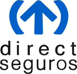 Un logotipo para seguros directos con una flecha azul apuntando hacia arriba