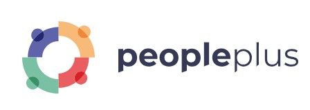Logo PeoplePlus con icona circolare multicolore e marchio denominativo grigio scuro su sfondo bianco.
