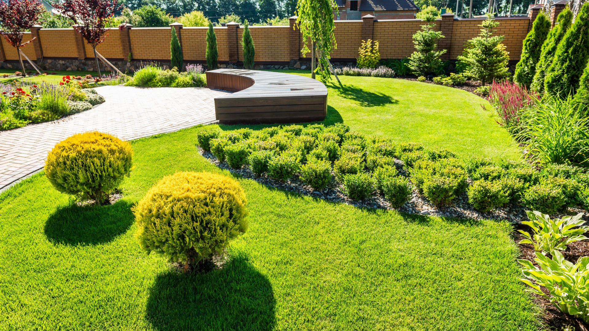 Jardin vert bien entretenu avec des buissons