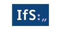 Ein blau-weißes ifs-Logo auf weißem Hintergrund.