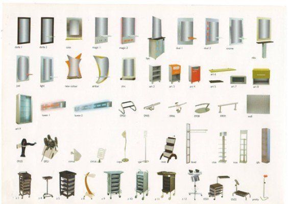 Un montón de diferentes tipos de muebles sobre un fondo blanco.