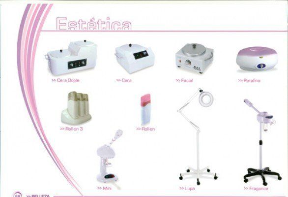 Un cartel que muestra diferentes tipos de equipos de belleza.