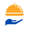 Una mano sostiene una bandeja con una cúpula encima.