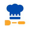 Un gorro de cocinero azul con la letra d.