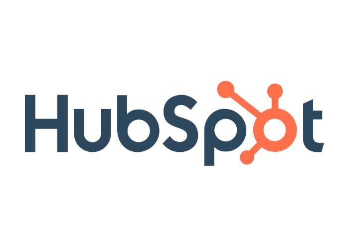 HubSpot-Logo: dunkelblauer Text „HubSpot“ mit einem orangefarbenen Netzwerksymbol anstelle des „o“.