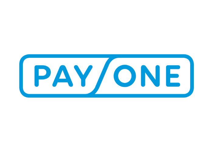 Logo für „PAY ONE“ in einem blauen, abgerundeten Rechteck; das „A“ wird durch eine geschwungene Linie halbiert.