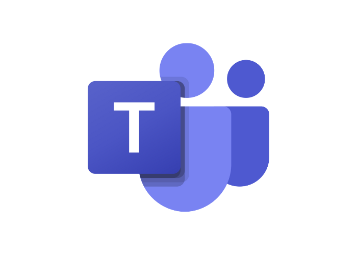 Microsoft Teams-Logo: Lila Quadrat mit einem weißen „T“ und drei stilisierten Personenformen.