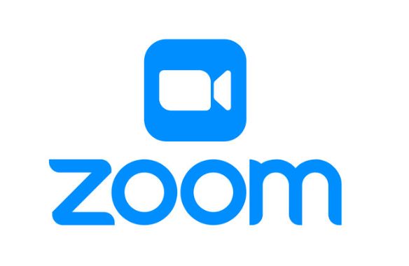 Zoom-Logo: blaues Quadrat mit einem weißen Kamerasymbol über dem Wort „Zoom“ in blauer Kleinschrift.