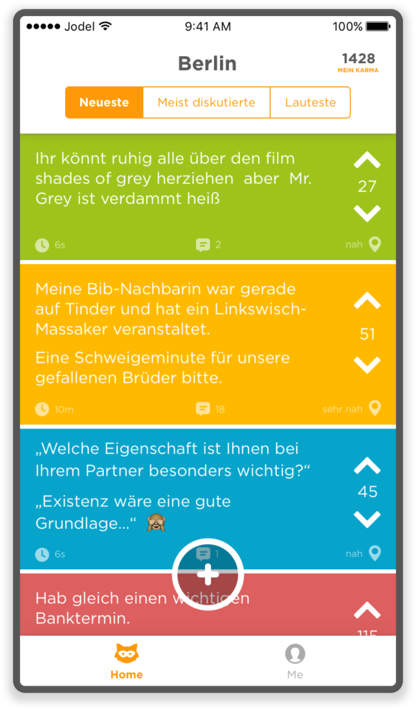 Übersicht Jodel App