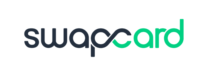 Swapcard-Logo mit dem Wort „Swapcard“ in Dunkelblau und Grün, mit einem Unendlichkeitssymbol anstelle des Buchstabens „p“.