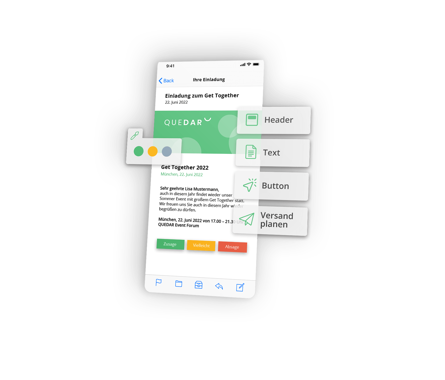 Ein Smartphone mit einem geöffneten Dokument, das Bearbeitungsoptionen anzeigt, darunter ein Stiftsymbol und Formatierungstools.