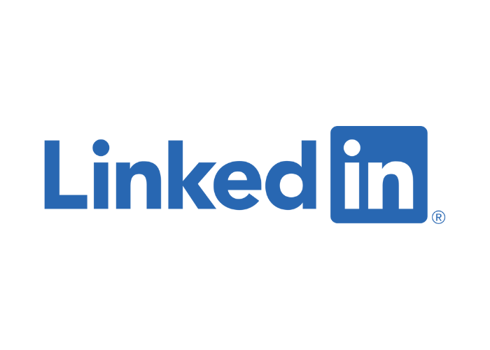 LinkedIn-Logo: Blaue Wortmarke und quadratisches Symbol auf weißem Hintergrund.