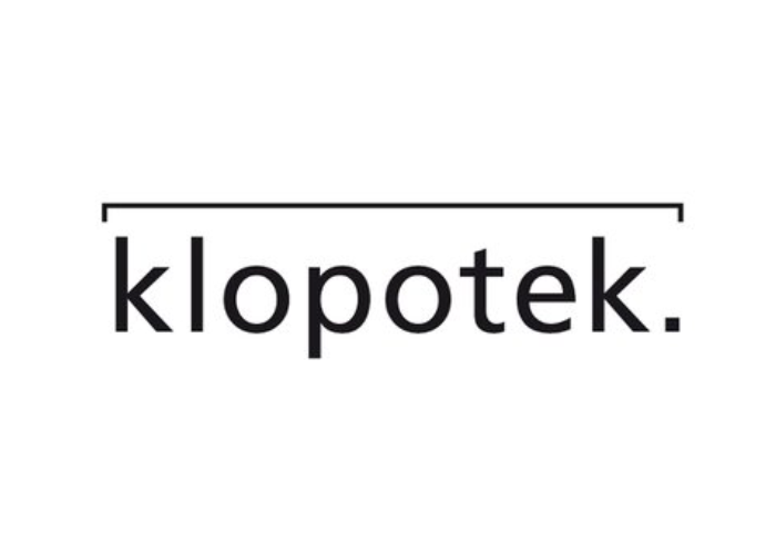 Logo für Klopotek, mit dem Wort in serifenloser Schrift, unterstrichen und mit einem Punkt.
