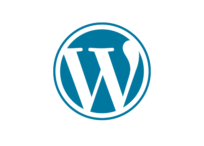 WordPress-Logo: ein blauer kreisförmiger Rahmen, der ein weißes stilisiertes „W“ umgibt.