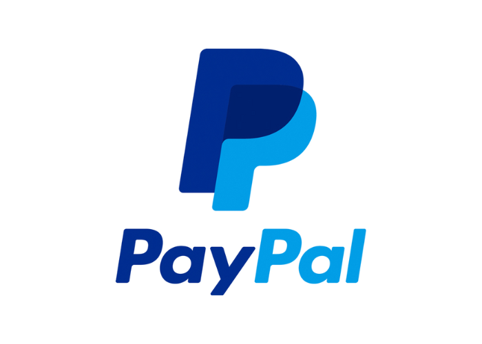 PayPal-Logo: Ein blaues „P“ mit einem darin eingebetteten hellblauen „P“ über dem blauen Wort „PayPal“.