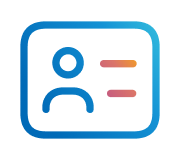 Ausweissymbol mit Personensilhouette und Details.