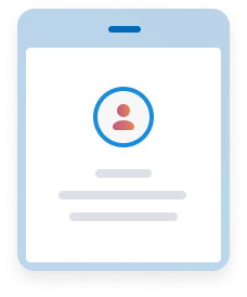 Auf dem Bildschirm eines Mobiltelefons wird ein Benutzerprofilsymbol mit zwei Textzeilen darunter angezeigt.