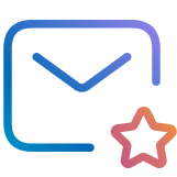 Umschlagsymbol mit einem Stern, das auf eine markierte oder wichtige E-Mail hinweist.